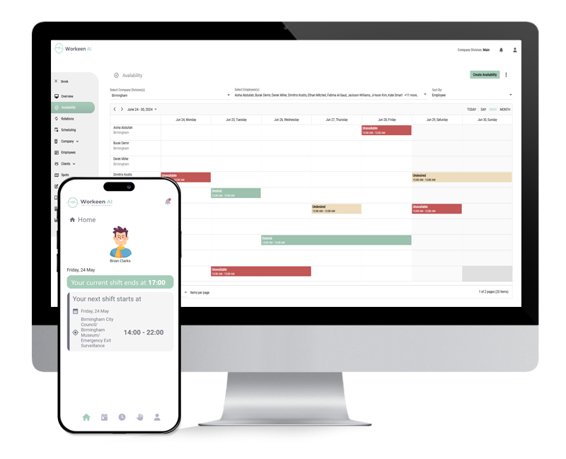 workeen shift scheduling and workforce management